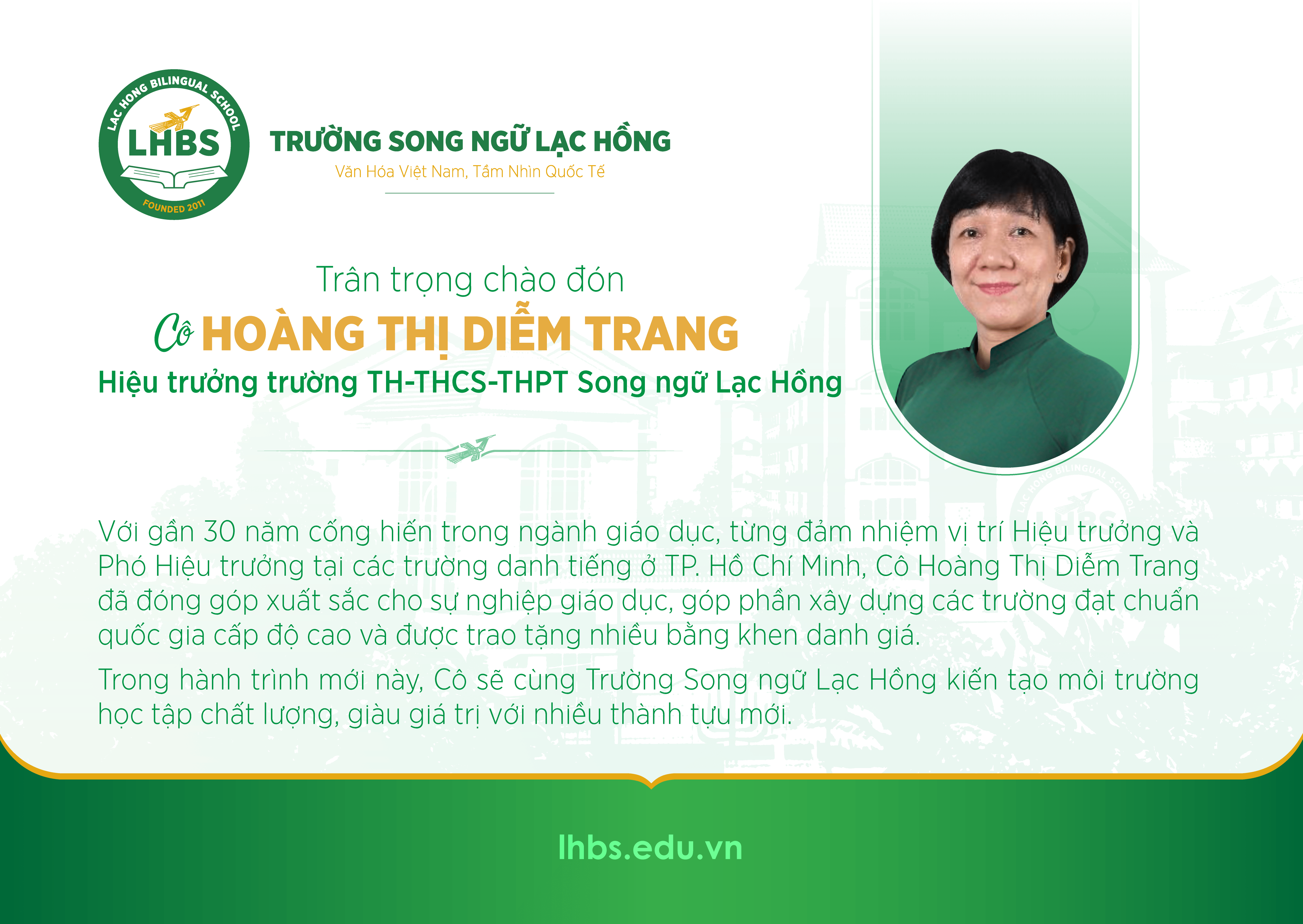 Hiệu trưởng trường Song ngữ Lạc Hồng