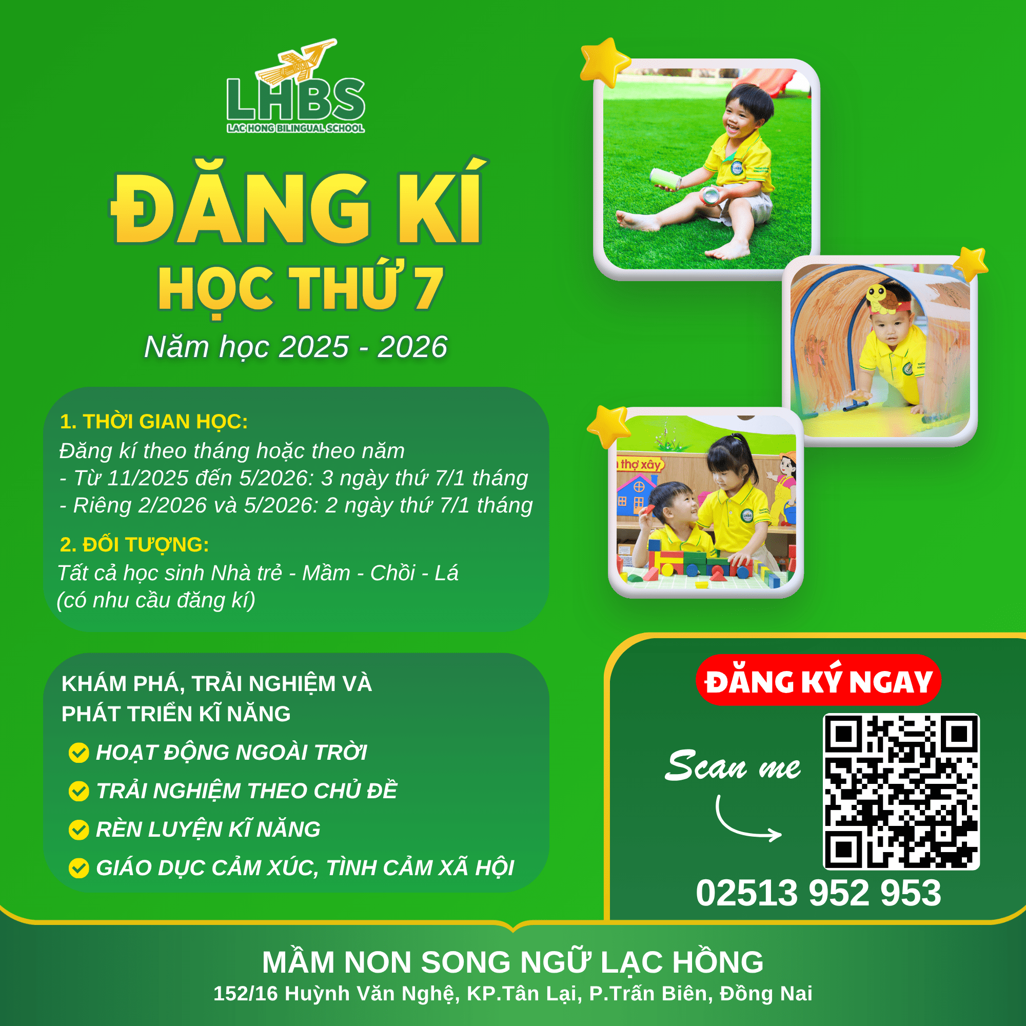 Mầm non Song ngữ Lạc Hồng tổ chức học thứ 7